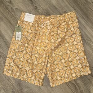 Goodfellow & Co Men’s Swim Trunks Medium Orange Geometric 7” Lined NWT